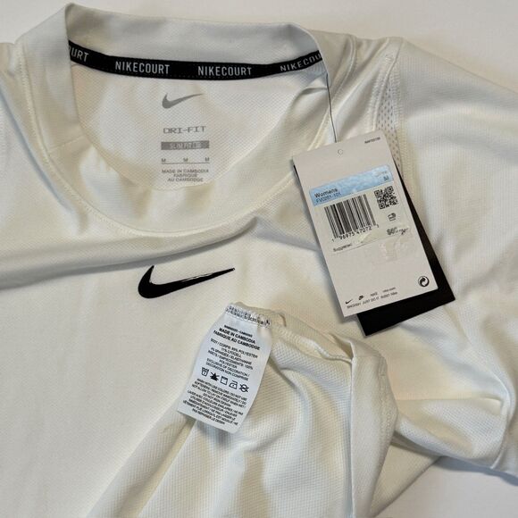 Nike Court Tennis T-Shirt White Dri-Fit Top DQ7407-100 White Women’s Size S NWT - Picture 2 of 3